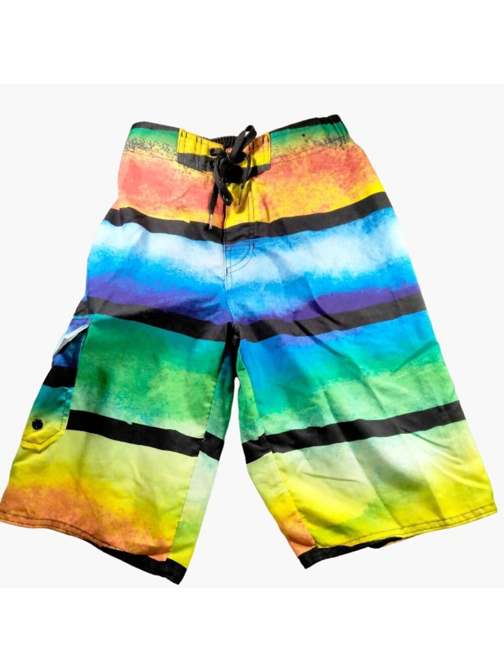 Hang Ten Swim Trunks Board Shorts Boys M Medium Striped Summer Beachy Pool